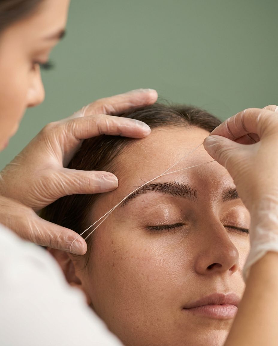 Depilación de cejas con hilo